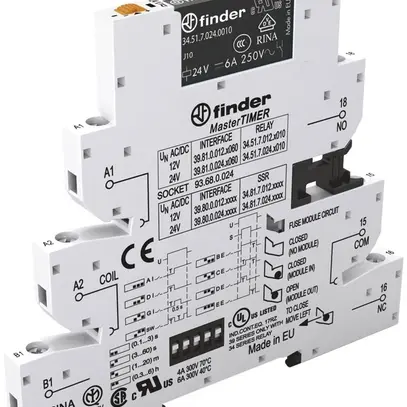Relè accoppiam.AMD Finder 39 Maste RTIMER, 1Ch 6A/24VUC SSR morsetti a vite 