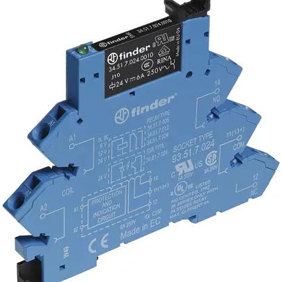 Relais de couplage AMD Finder 38.61, 1W 6A AgSnO2, 230VAC/DC bornes à ressort 