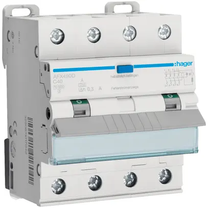 Disgiuntore differenziale Hager RCBO 4P 400V C 40A 0.3A 4UM tipo A 10kA 