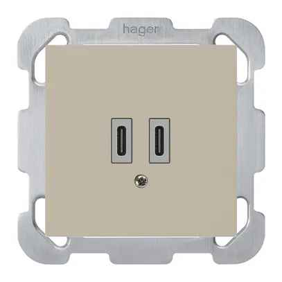 Prise de charge USB ENC Hager kallysto C-C 20W 5V 77×77mm beige 