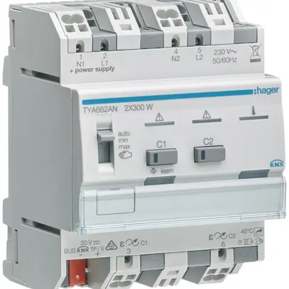 Attuatore-variatore AMD Hager TYA662AN KNX system 2×300W 4UM 