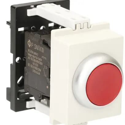 Pulsante luminoso AMD K&N, 230VAC, 1Ch 6A, 2UM, calotta rosso 