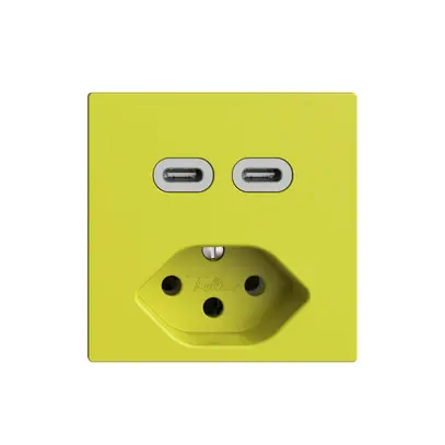Presa USB 2×tipo C + tipo 13 Feller EDIZIOdue F 230V 3000mA lemon 