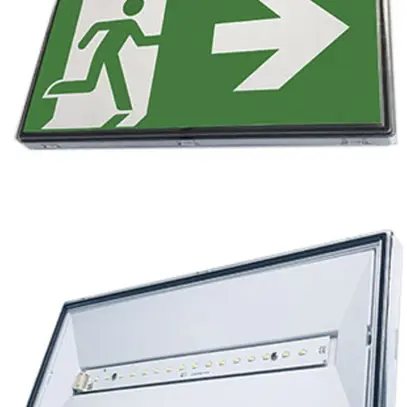 Luminaire de secours LED A30A 4W autonome 1h, IP66, mont.mural/plafond 4, picto. 