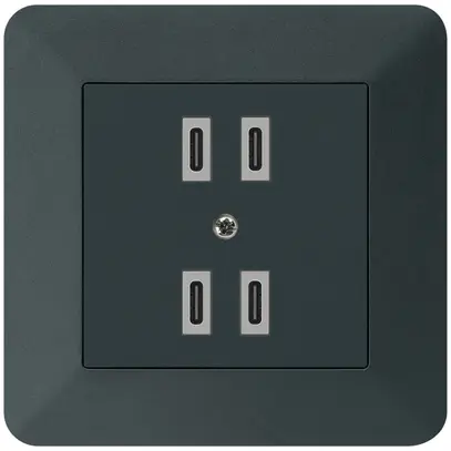 Presa di carica USB INC Hager kallysto.trend 2×C-C 2×20W/4×10W 5V 94×94mm nero 