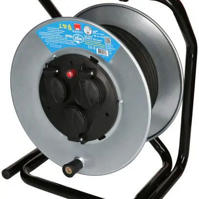Kabelrolle MAX HAURI Stahl 230V 10A 3×T13 25m 3×1.5mm² IP55 silber 