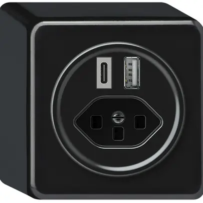 Presa di carica USB AP origin 1×USB-A 1×USB-C 3000mA 5V con tipo 23 nero 