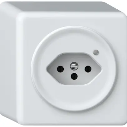 Prise AP origin 1×type 13 lum.vert 10A 230V 88×88×54mm blanc 