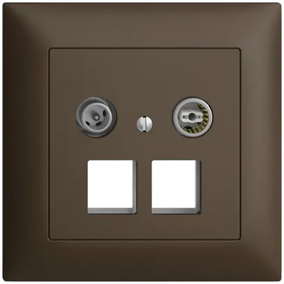 Prise multimédia 19dB ENC Edue FMI, prise d.passage, pour 2×RJ45 Keystone, cof 