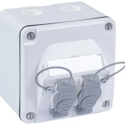 Prise de raccordement AP R&M SplashLine, pour 2×cat.6A, IP67, blanc 