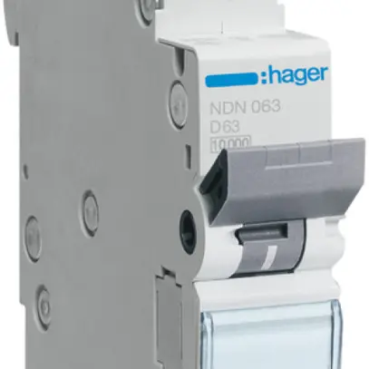 Leitungsschutzschalter Hager MCB 1P 230V Typ D 63A Icn 10kA 1TE 