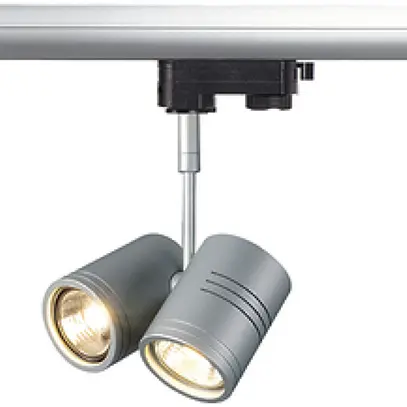 Proiettore SLV BIMA, 2×GU10 50W con adattatore 3-fasi IP20 grigio argento 