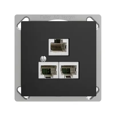 EB-Dose 3×RJ45/s 4P getr. EDIZIOdue schwarz R&M swissline 