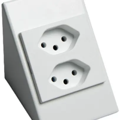 Prise AP 2×type 13 KODEX 10A 250V avec câble 1.3m métal blanc 