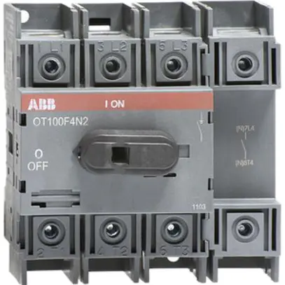Interrut.carico ABB 100A/400V 4L, AC22A, 4.pol a destra grigio chiaro 