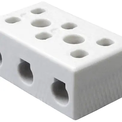 Morsetto porcellana 10mm² 3L 2fori di fissaggio 