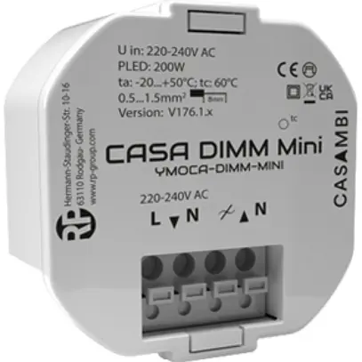 Attuatore-variatore RF INS Casambi DIMM MINI 1×usc 0…200W capacitivo 220…240V 