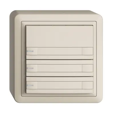 Poussoir KNX RGB AP EDUE, 250mW, a.LED RGB, papier, 3×poussoir, C.2×T., crema 