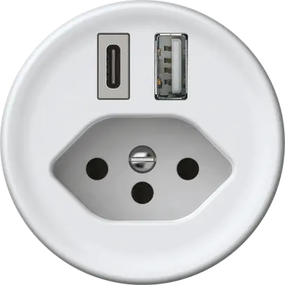 Presa di carica USB origin 1×USB-A 1×USB-C 3000mA 5V con tipo 13 bianco 