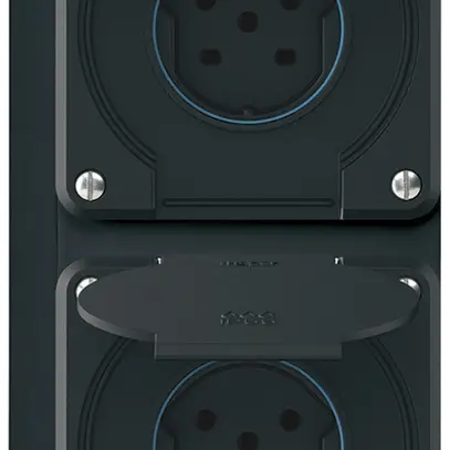 Combinazione AP robusto 2×1, 2×presa T15 IP55 nero 
