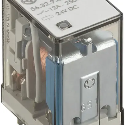 Relais de puissance Finder 56 2C 12A/12VDC AgNi bouton test/indicateur 