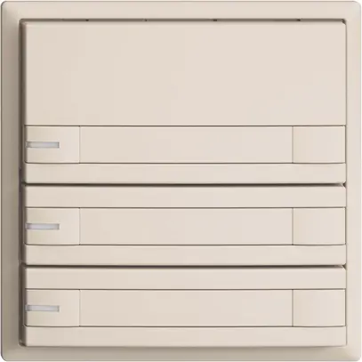 Pulsante KNX RGB EDUE, 250mW, c.LED RGB, carta, 3×pulsante, com.2×tasti, crema 