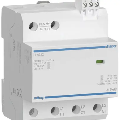 Déflecteur combiné Hager SPA312 3P 12.5kA 3 UM 