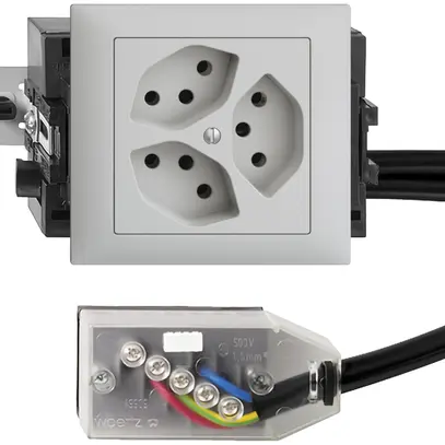 Presa INS EDIZIOdue 3×T13 L1 grigio chiaro, 49…69mm per cavo Technofil 