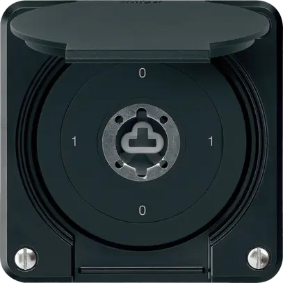 Interrupteur à clé ENC robusto IP55 avec clapet sans cylindre S0/2P noir p.combi 