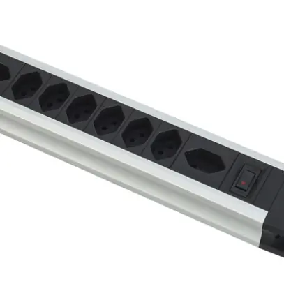Presa multipla ALU 8×T13 2×USB-A/1×USB-C 2m 3×1mm² interruttore ne/alu 