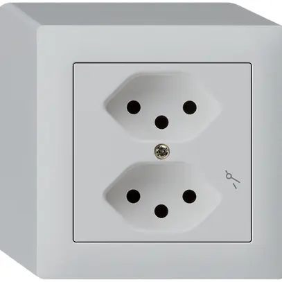 Prise AP kallysto 2×T13/1 gris clair avec sécurité enfants 
