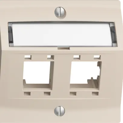 Kit montaggio EDIZIOdue, con cappa di uscita obliqua, per 2×RJ45, crema 