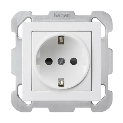 Presa INC kallysto Schuko bianco con piastra di fissaggio 