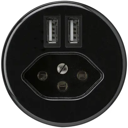 Prise 2×USB & type 13 basico A 2400mA noir 