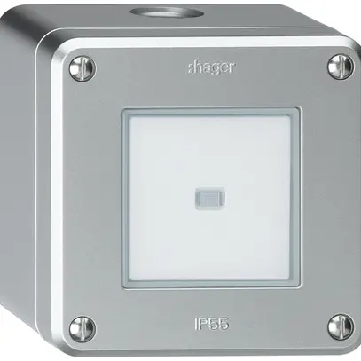 Contact à poussoir AP robusto IP55 2P aluminium lumineux 