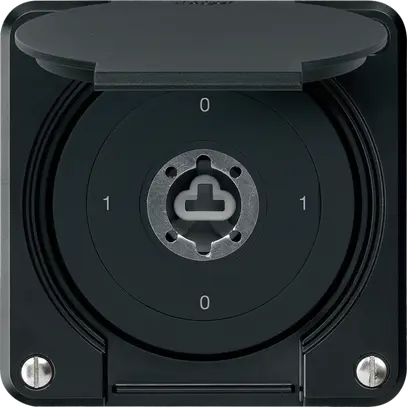 Interrupteur à clé ENC robusto IP55 avec clapet sans cylindre S0/3P noir p.combi 