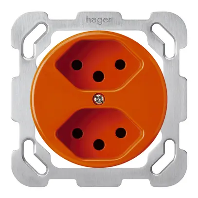 Inserto per presa INC basico 2×tipo 13S con placca di fissaggio arancione 
