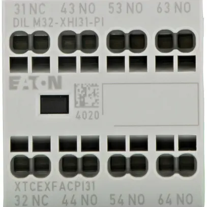 Contact auxiliaire Eaton, 4P, Ith=16A, 3F, 1O, fixation frontale, bornes Push-in 