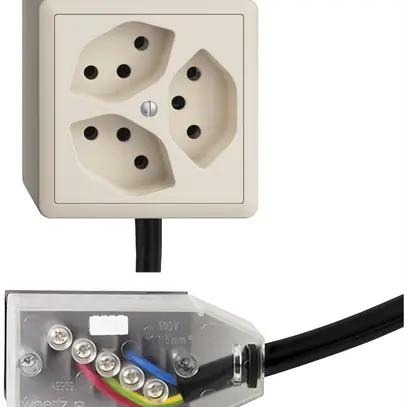 Prise AP EDIZIOdue 3×T13 L3 Snap crema pour câble Technofil 