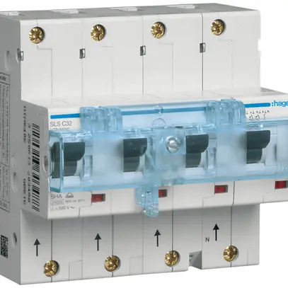 Disjoncteur Hager MCB 4P 230V caractéristique au déclenchement Cs 32A 25kA 2UM 