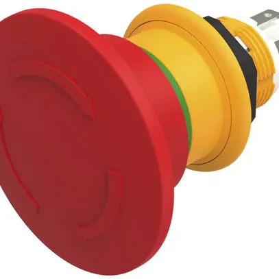 Pulsante a fungo EAO 61 1NC raccordo da saldare 12…28V Ø16mm rosso/verde 