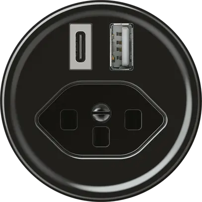 Presa di carica USB origin 1×USB-A 1×USB-C 3000mA 5V con tipo 23 nero 