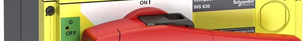 Interuttore di carico Schneider INS 4L 630A con maniglia rotativa rosso/giallo 