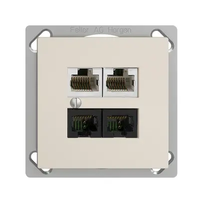 Scatola INS 4×RJ45 2×u/2×s EDIZIOdue crema, R&M swissline NT 2ab 