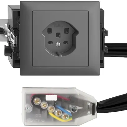 Presa INS EDIZIOdue T25 16A grigio scuro 53mm per cavo piatto Technofil 