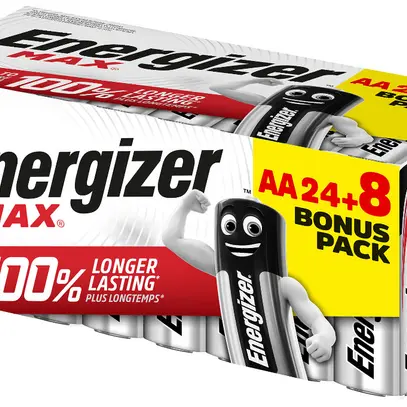 Batteria alcalina Energizer Max Mignon (AA) LR6, 1.5V, scat.da 32pezzi 