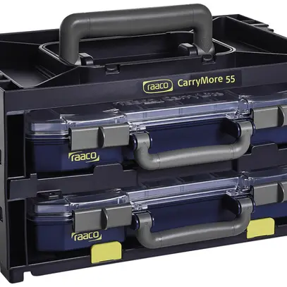 Valise d'assortiment CIMCO CarryMore 55 2×CarryLite 55 grille 4×8 16×inserts 