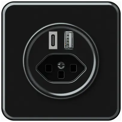Prise de charge USB ENC origin 1×USB-A 1×USB-C 3000mA 5V avec type 23 noir 