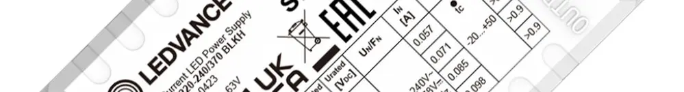 Alimentation LED LEDVANCE BULKHEAD 10.5…19W 36…48V 220…370mA ON/OFF 79×45×25mm 