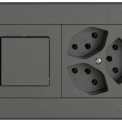 Combinazione INC EDIZIO.liv SNAPFIX® 1×2 96×156mm schema 3/1L+3×T13 grigio scuro 